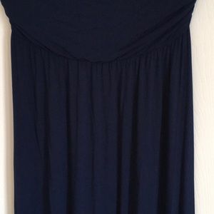 Large strapless navy blue maxi dress